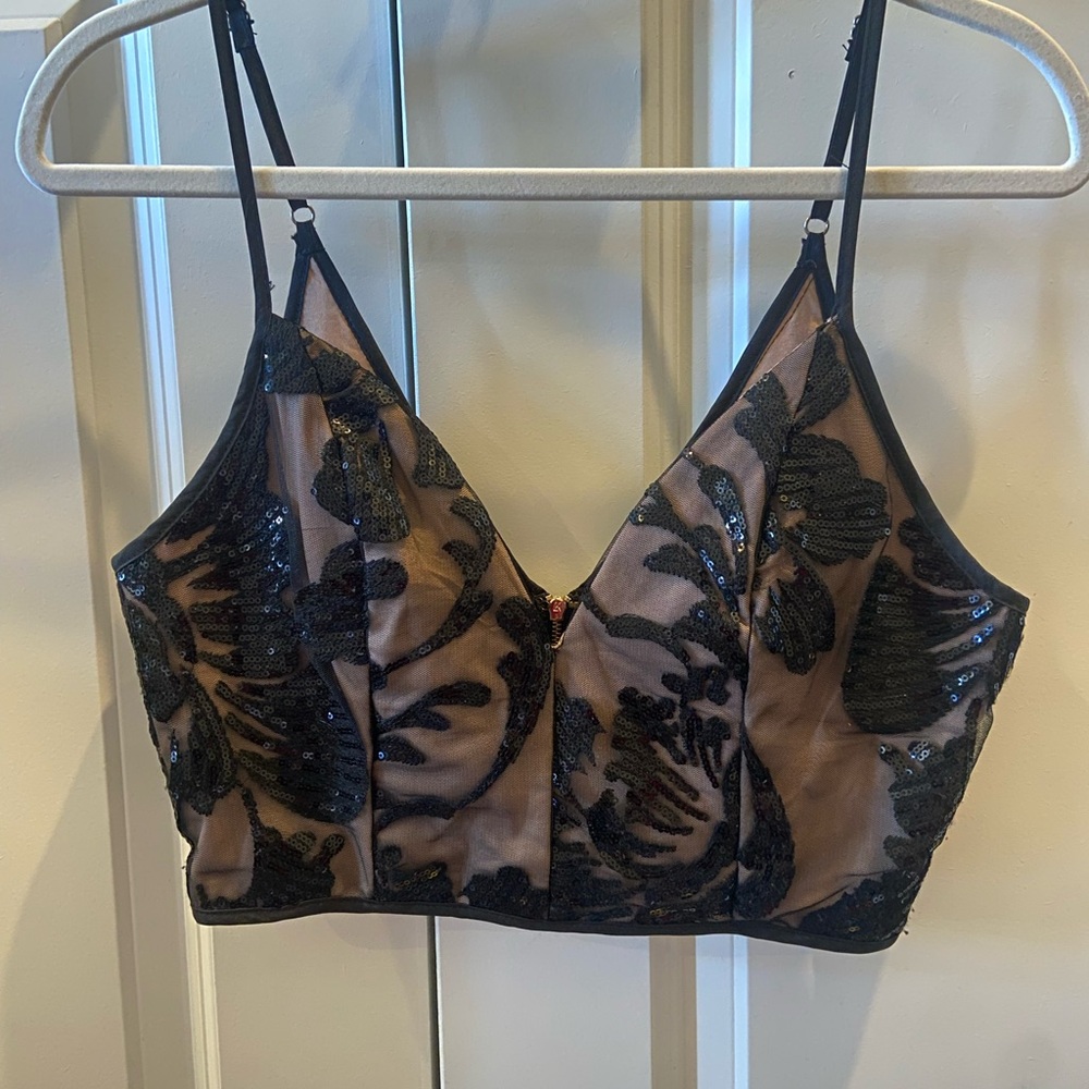 Windsor Black Sequin Overlay Crop